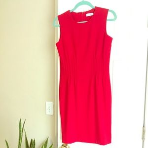 Sleeveless classic cherry red pencil dress